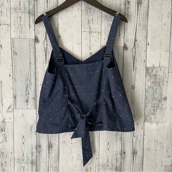 ModCloth Flirtation Bustier Cotton Rainbow Speckle Denim Top size Large - Picture 2 of 8
